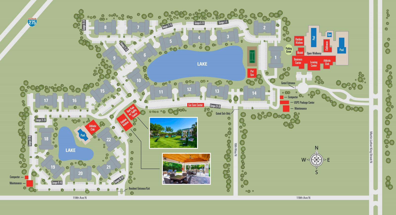 This is a community map that shows the layout of apartments for TGM Bay Isle Apartments in St Petersburg, FL.