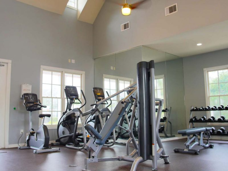 This image showcases a view of the fitness gym with State-of-the-art athletic club with equipment that is essential for community amenities and offering machines for fitness enthusiasts and professionals.