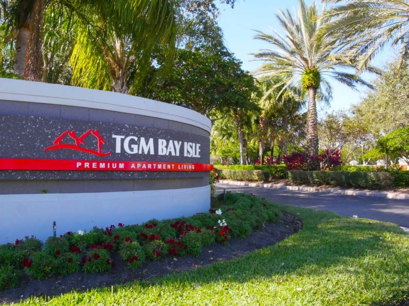 This image shows the gateway TGM Bay Isle Apartments in St Petersburg, FL.